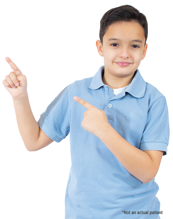 Boy pointing up